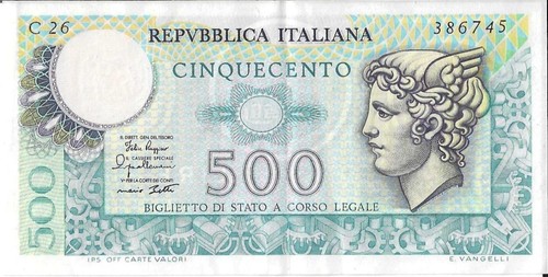 Banconota 500 lire - 500, 14/02/1974
